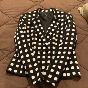 NINE WEST WOMANS BLACK AND WHITE DOT BLAZER JACKET SIZE 8